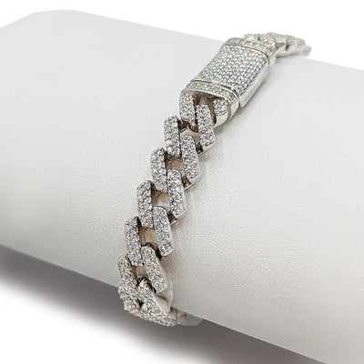 Bracelet en or 10k cuban link blanc avec diamant - BR017 Default Title