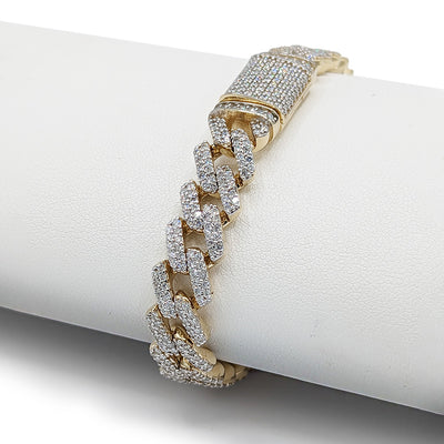 Bracelet en or 10k cuban link jaune avec diamant - BR018 Default Title
